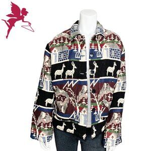 VINTAGE Studio West Mountain Holiday Tapestry Jacket